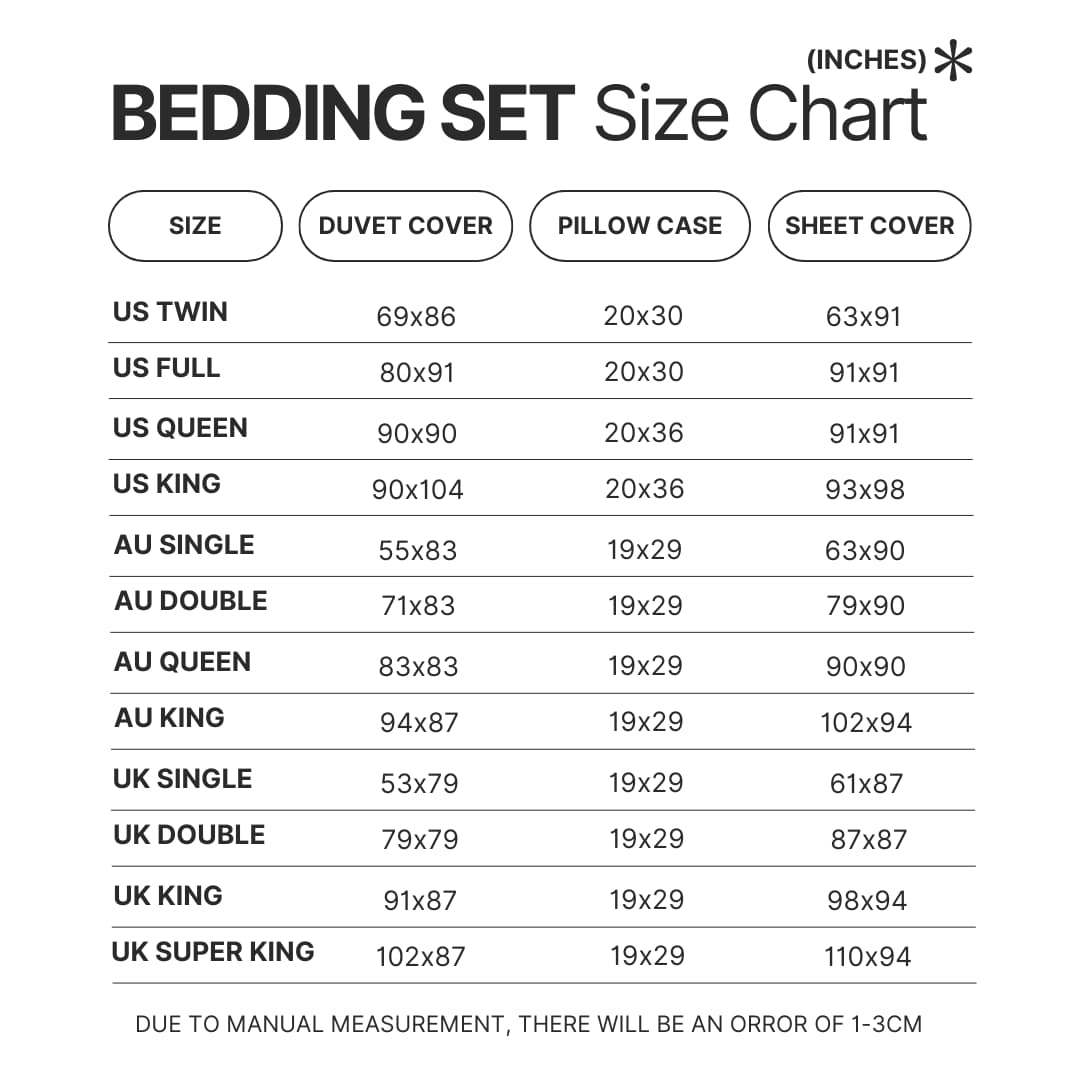 Beding Set Size Chart - Geometry Dash Merch