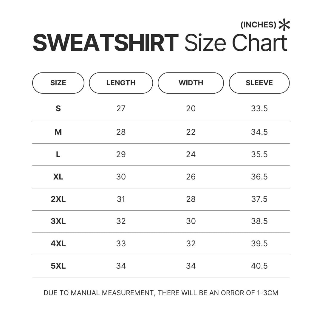 Sweatshirt Size Chart - Geometry Dash Merch