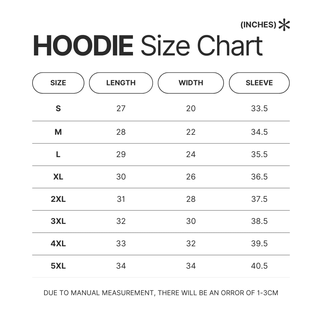 Hoodie Size Chart - Geometry Dash Merch